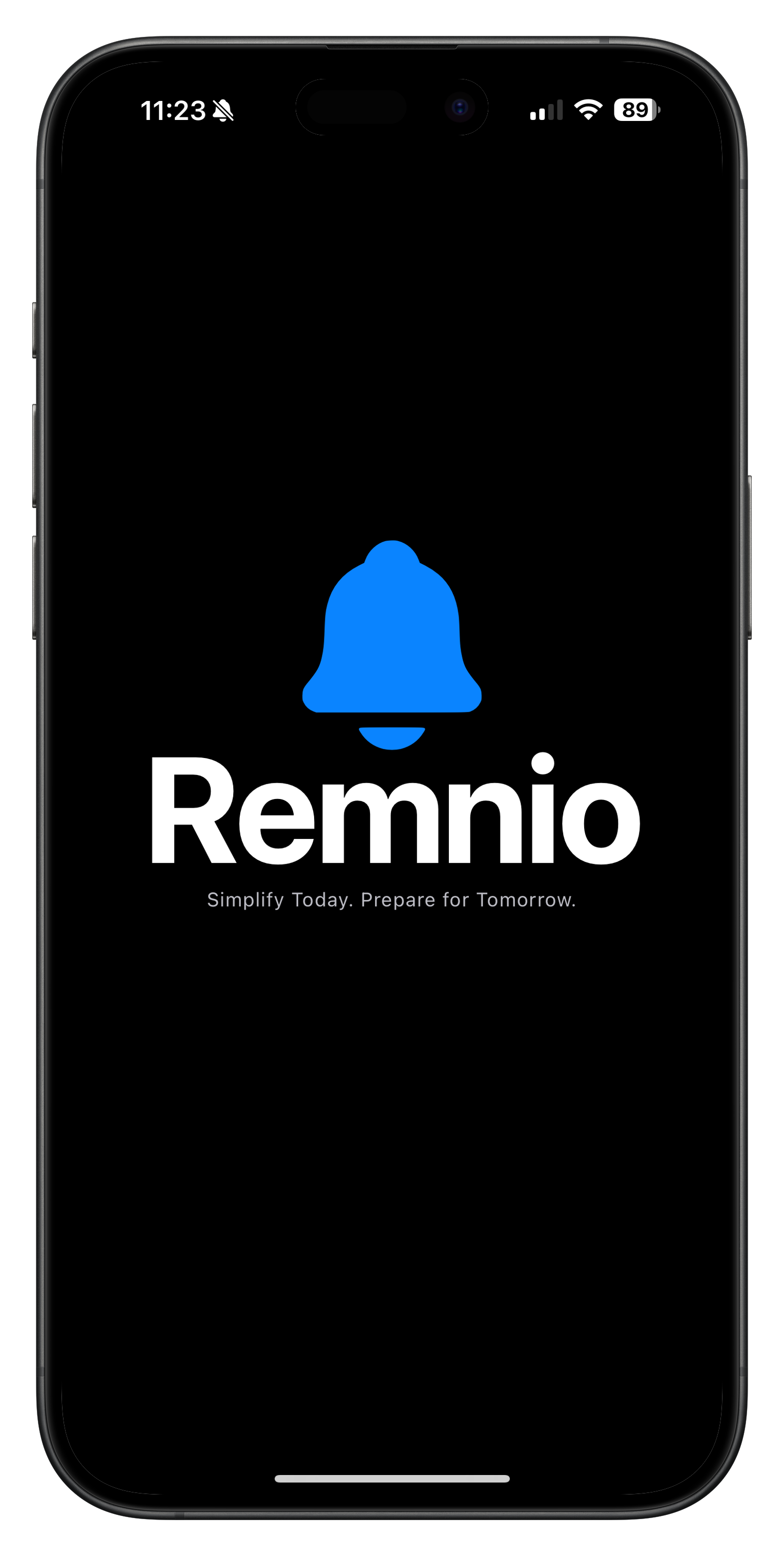 Remnio reminder app splash screen for iOS