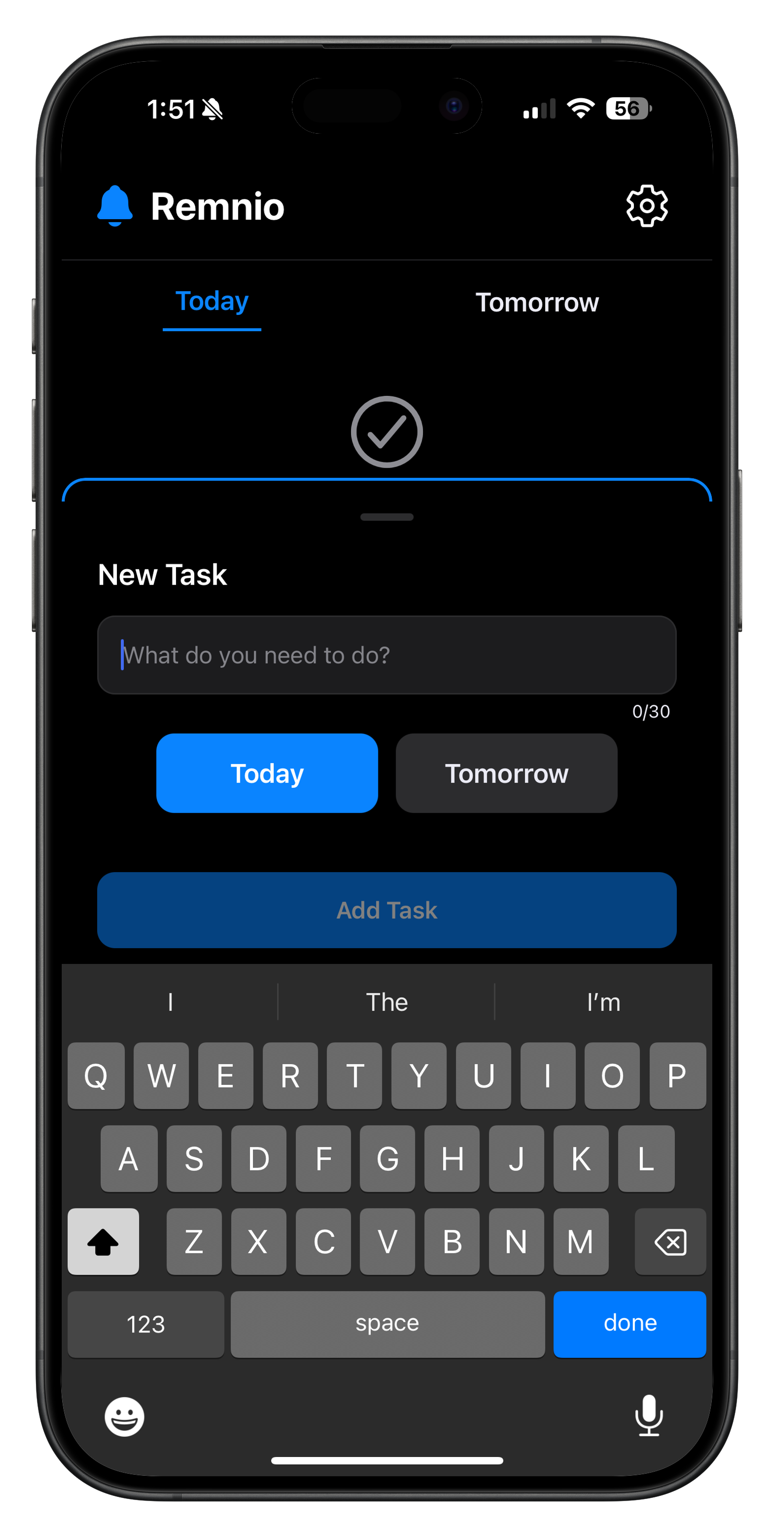 Remnio reminder app add task screen